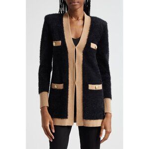 L'AGENCE Elin Four Pocket Cardigan in Black & camel size XS
